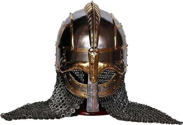 Medieval Helmet Steel Armor Viking Helmet With Chain Mail Hand Forged 16 Gage Be