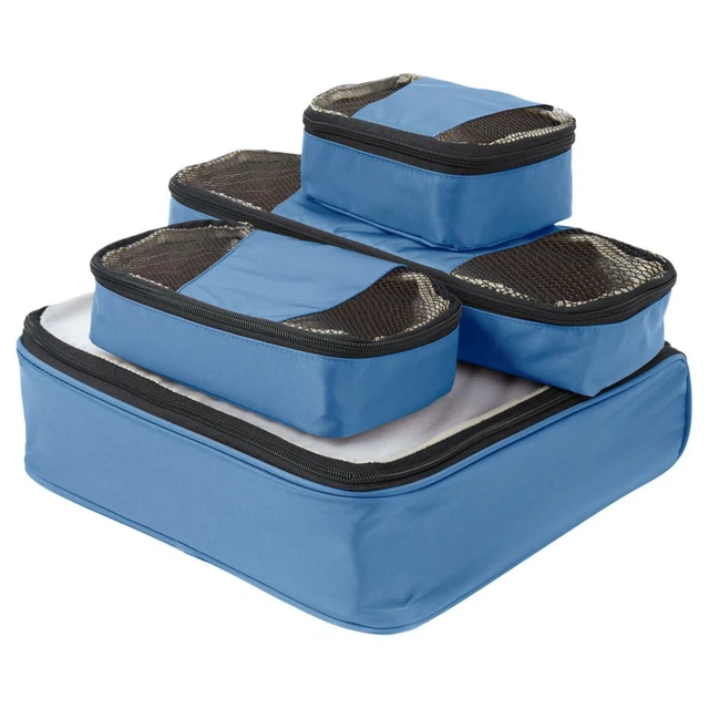 Samantha Brown Travel Slim Line Packing Cubes 4-Piece Set Bravo Blue NWT