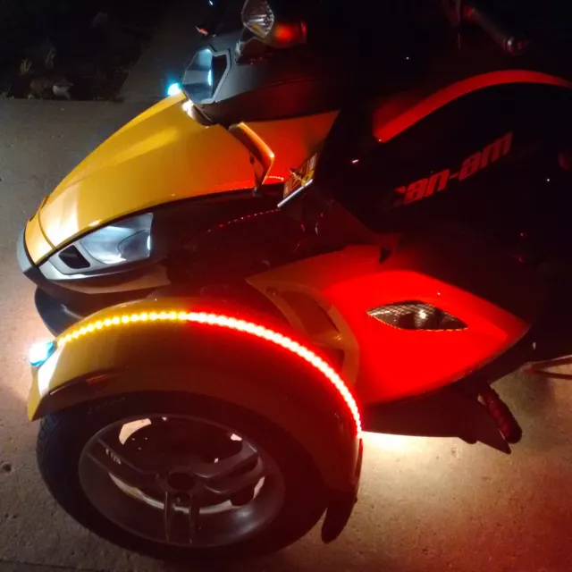 Light Flex Red Amber Can Am Spyder 1x Dual Color LED Fender Channel Strip ST