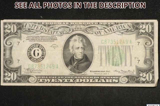 NobleSpirit No Reserve (CE) 1934A Federal Reserve $20 Note F/VF