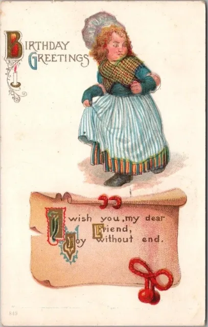 1910s HAPPY BIRTHDAY Postcard "I Wish You, My Dear Friend, Joy Without End"