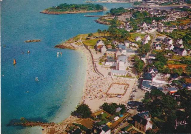 Cpsm Treboul Douarnenez La Plage Des Sables Blancs En Treboul Au Fons L' Ile Tr