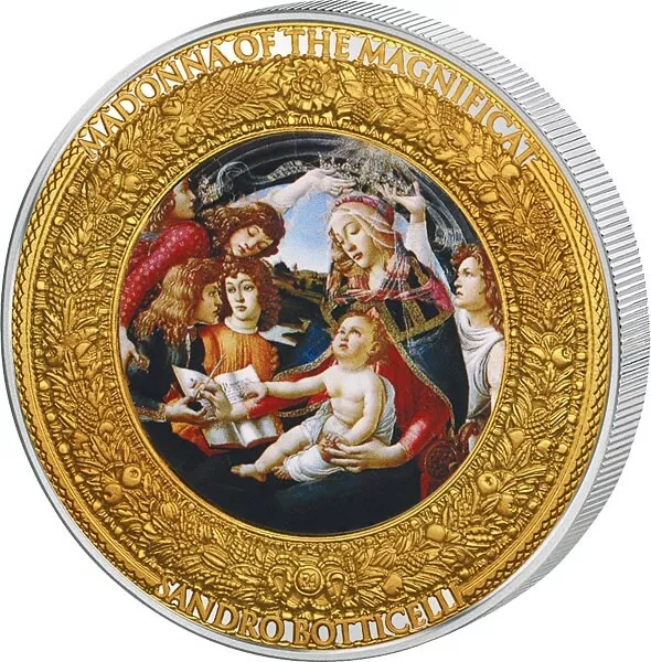 2015 Niue Perfection of Art Madonna of Magnificat 2 Oz Silver Color Gilded Coin