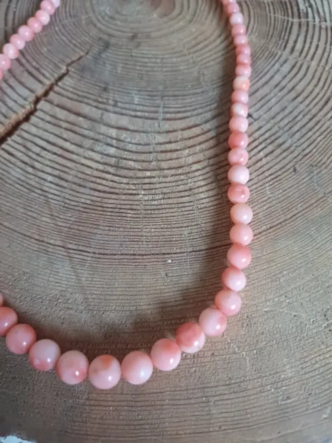 Splendide collier de perles de corail naturel peau d'ange 2