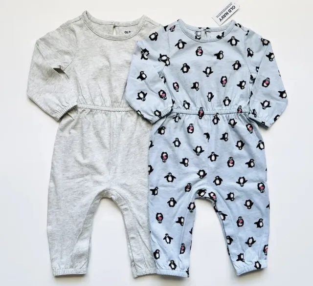 New Baby Girl Clothes 6 9 12 Months Romper Jumpsuit Coverall Penguins 2 PC Set