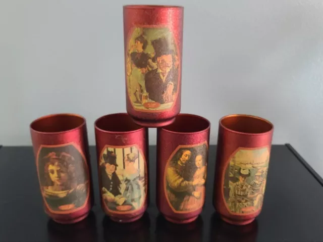 Collectible Vintage Set of 5 GREAT MASTERS by Jim Beam Burgundy/Dark Red Bronze