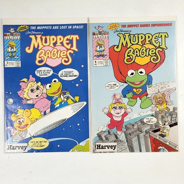 Lot (2) Jim Hensons Muppet Babies Comic Books Issue #3 #6 Kermit Frog Miss Piggy