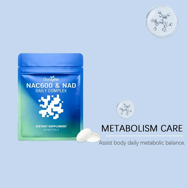 STANDARD LAB NAC600 & NAD Daily Complex Liver Brain Support 60 Softgels ...
