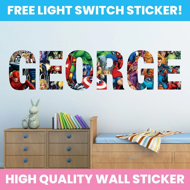 PERSONALISED MARVEL AVENGERS Super Heroes Wall Sticker Art Decal Decor