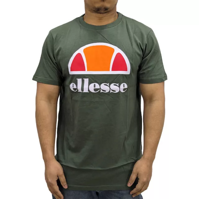 Ellesse Homme Imprimé T-Shirts Manches Courtes Été T SPORTS Plage Haut Vert Neuf