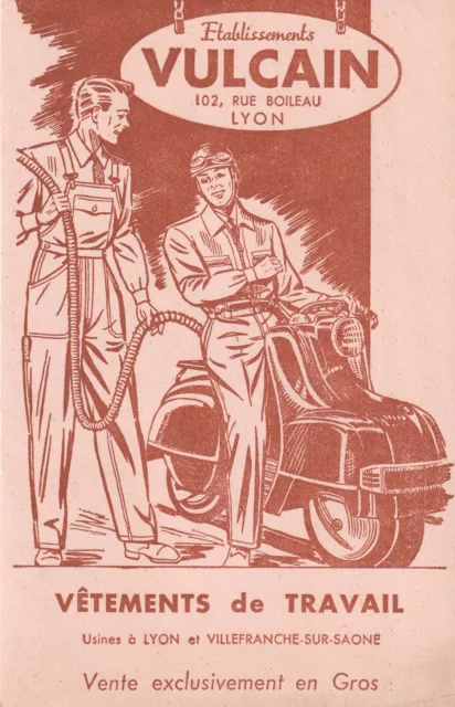 B38 Ancien Buvard VULCAIN SCOOTER TERROT A LA POMPE A ESSENCE