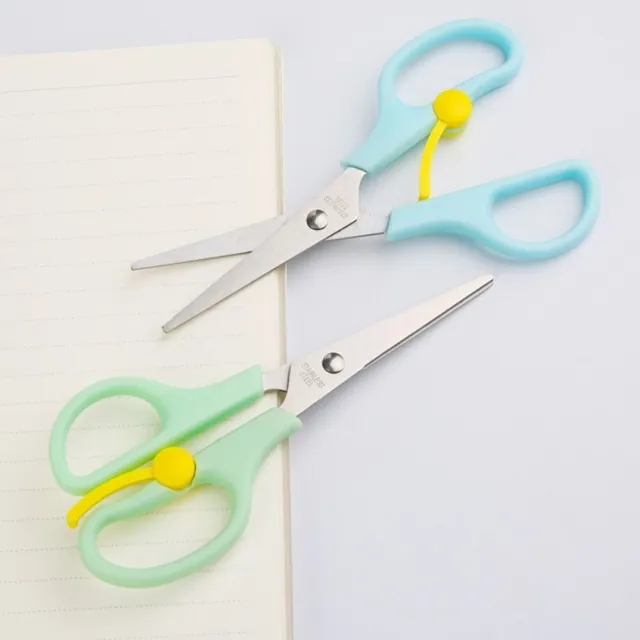 Safe Anti-pinch Elastic Scissors with Cap Stationary Scissors  Office Supplies