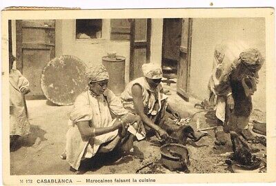 CASABLANCA - Maroc- Marocaines faisant la cuisine -  Flamme Daguin Années 1930