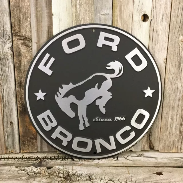 Ford Bronco Since 1966 12" Round Metal Tin Sign Vintage Man Cave Garage New