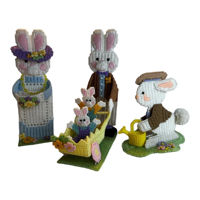 Juego Acabado de Lona Plástica De Colección Easter Distlefink Designs THE BUNNY FAMILY