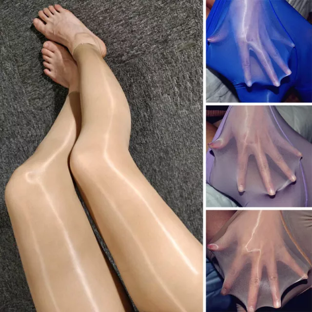 LADY SEXY OIL Shiny Glossy Sheer Transparent Leggings Club Dance