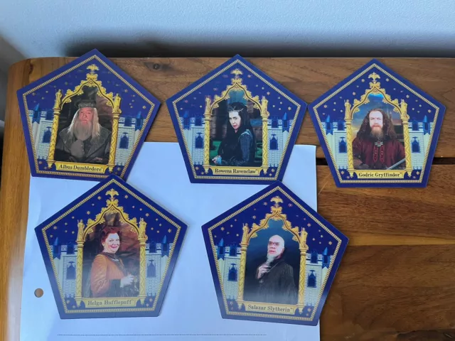 5 Harry Potter Chocolate Frog Cards Rowena Helga Albus Godric Salazar 3D