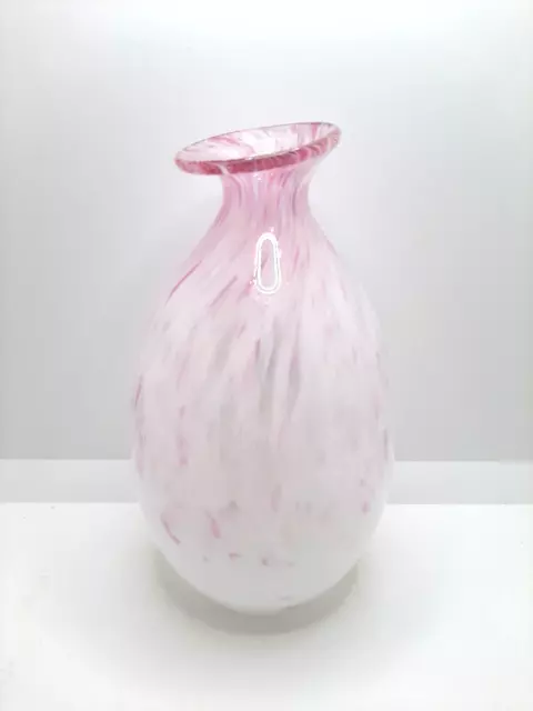Vintage Jarrón Escandinavo Diseño Rosa Y Blanco Vaso de Leche Obra de Arte RAR