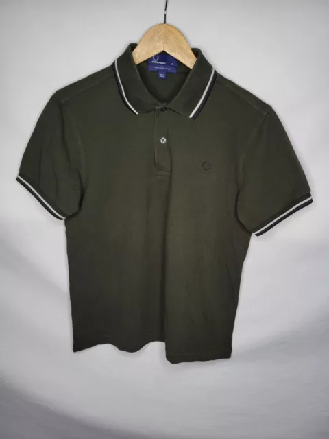 Fred Perry Twin Tipped Short Sleeve Polo Shirt Men's Size Small Green Pique