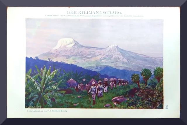 alter Druck/Chromolithographie +Der Kilimandscharo+ 1910 +Kolonie,DOA,Tanzania+