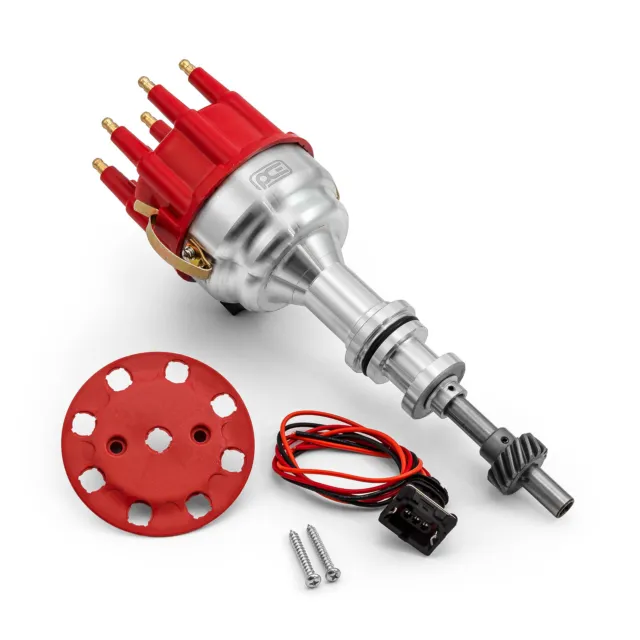 Ford 351W Windsor 8020 Series Pro Billet Ready to Run Distributor [Red]