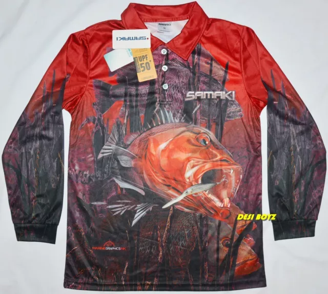 BNWT - Samaki Manic Jack Fishing Shirt Youth Long Sleeve Jersey - Size: 14