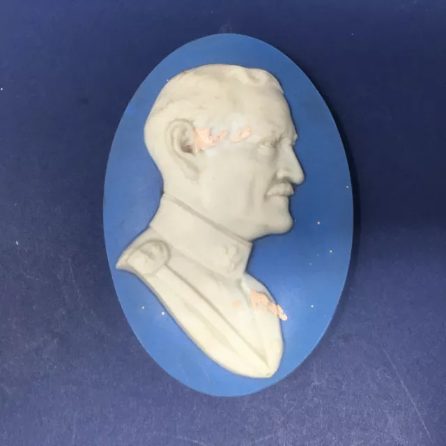 Mosaic Tile Company Blue Jasperware Plaque General Pershing American Legion Post