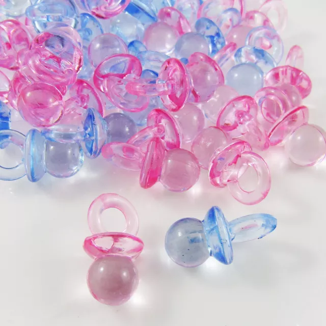50 PCS Mini Baby Dummies Pacifiers Pink or Blue Baby Shower Party Games Favours