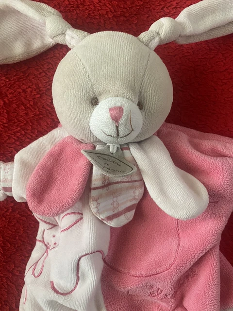 🇫🇷Doudou Marionnette Lapin Blanc Rose Célestine DOUDOU & COMPAGNIE TTBE 2