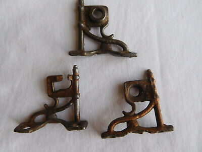 3 Antique FANCY ORNATE Iron ROLLER SHADE BRACKETS outside mount 1 1/2 pr Deco 2