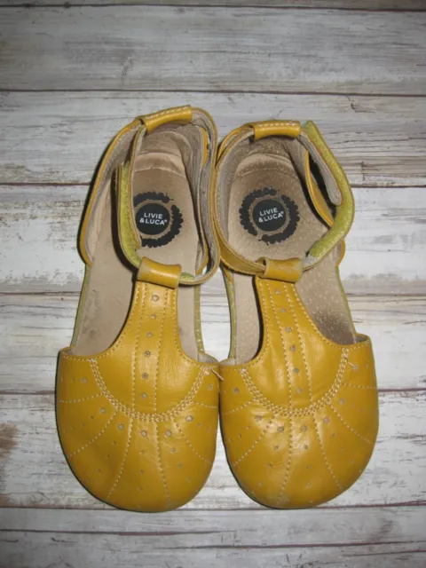 Livie& Luca Girls 13 Mustard Yellow Leather T Strap Shoes