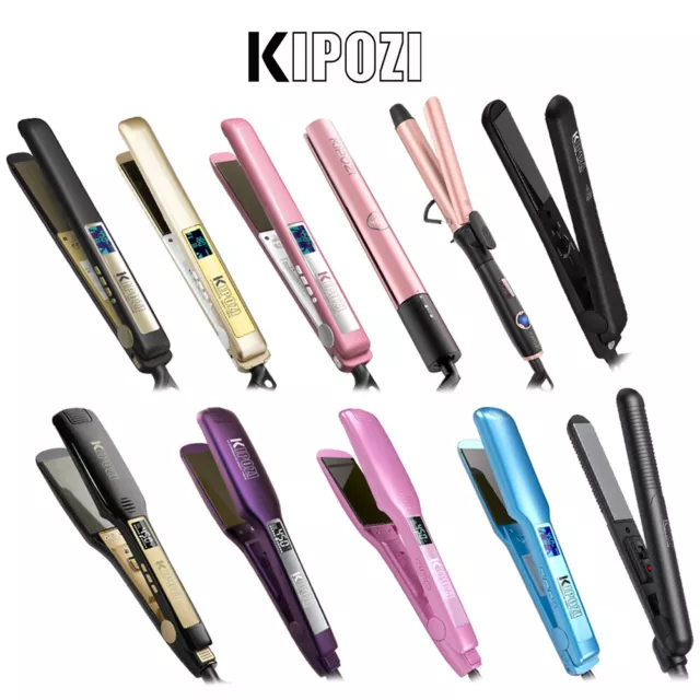 KIPOZI Pro Hair Straightener Styling LCD Display Flat Iron Salon Curler Titanium