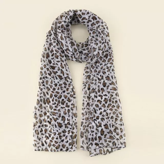 Women Chiffon Scarves Muslim Printed Voile Tudung Long Wide Leopard Shawl