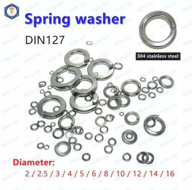 304 Stainless steel Spring lock washers,Spring washer M2 M2.5 M3 M4 M5 M6 M8 M10