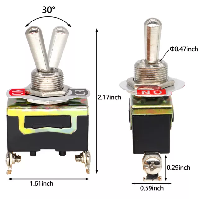 5 x 12V Heavy Duty Toggle Flick Switch ON/OFF Car Dash Light Metal SPST 2