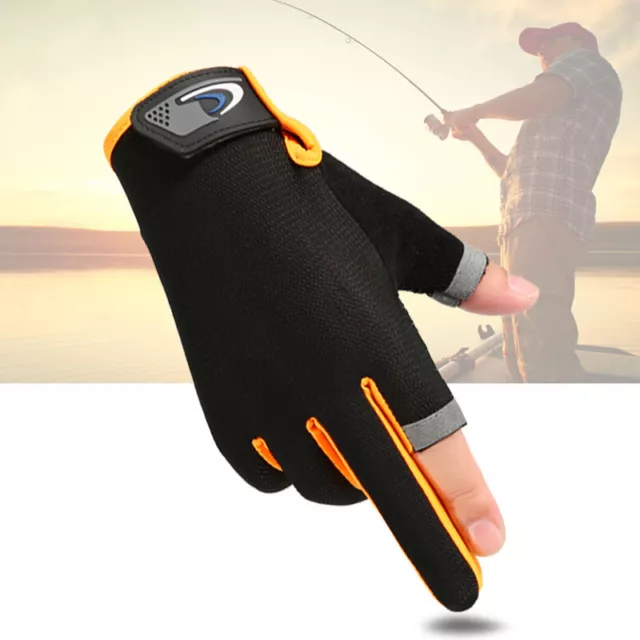 1Pair Breathable Fishing Gloves Two Finger Cut Durable Outdoor Anti-Brief Sp-EL