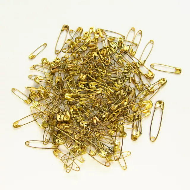 Pack of 200 Rustic Gold-Tone Metal Safety Pins 50g (Mixed Sizes 19mm - 1.5 Inch)