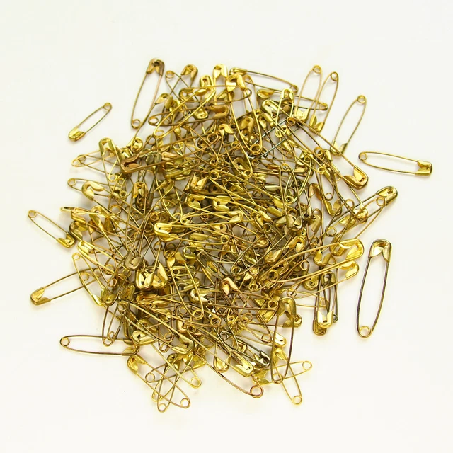 Pack of 200 Rustic Gold-Tone Metal Safety Pins 50g (Mixed Sizes 19mm - 1.5 Inch)