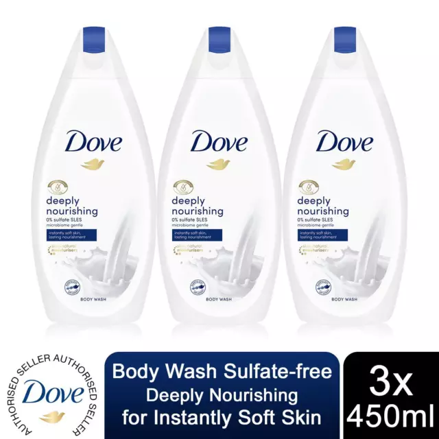 Dove Body Wash sulfatfrei tief pflegend für sofort weiche Haut, 3x450ml