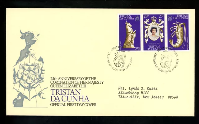 Postal History Tristan da Cunha #238 FDC QEII Coronation 25th Anniversary 1978