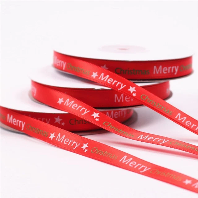Decoration Ribbon Gift Wrapping Ribbon 1cm*22m Christmas Letter Ribbon 4