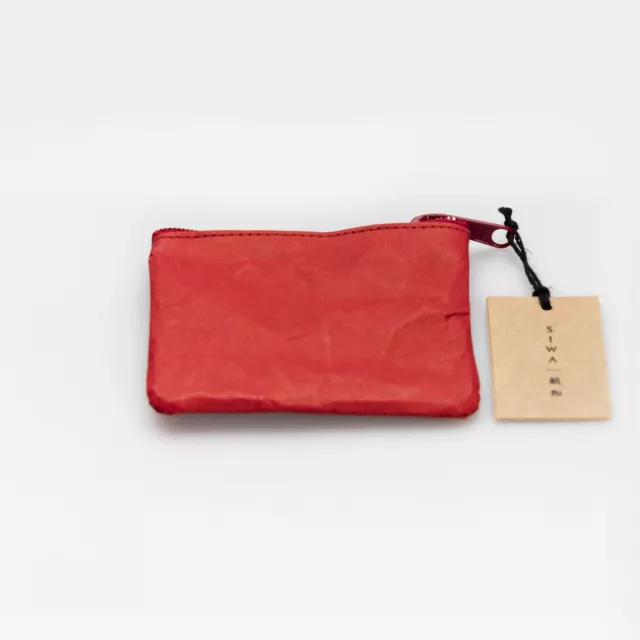 SIWA Naoron-papel Monedero Moneda Pequeña Zip / Bolsa De Cambio En Rojo