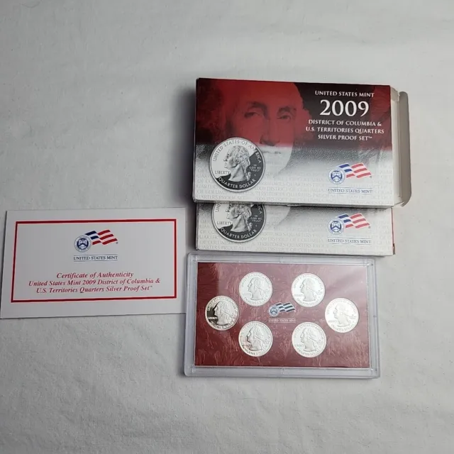 2009 U.S. Silver Proof Set District Of Columbia And US Territories Quarters COA