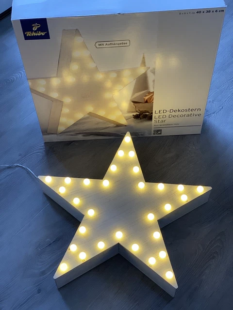 TCHIBO LED LEUCHTSTERN Stern Holz Shabby Chic Wei Gekalkt Deko Advent Wei  Neu EUR 29,00 - PicClick DE