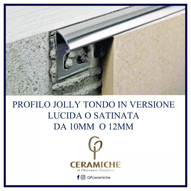 Profilo Alluminio Lucido O Sati Quadr/Tondo Piastrelle Projolly 2,5 Mtl  10 12