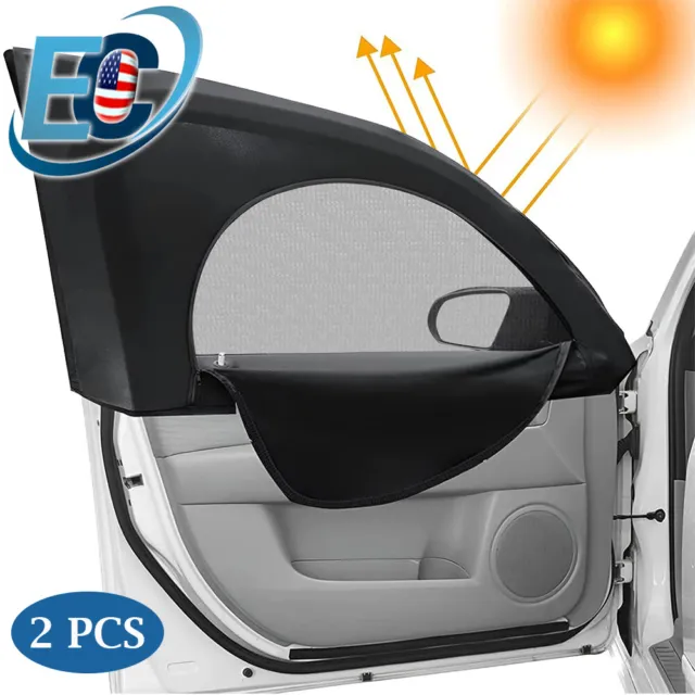 2PCS Car Side Window Sun Shade Cover Visor Mesh Shield Screen UV Block Protector