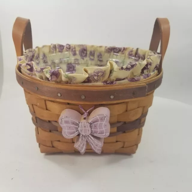 Longaberger 1992 May Series Imperial Pansy Basket with Fabric Liner, Bow