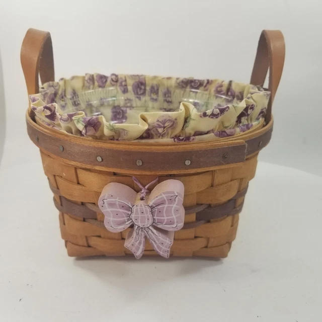 Longaberger 1992 May Series Imperial Pansy Basket with Fabric Liner, Bow