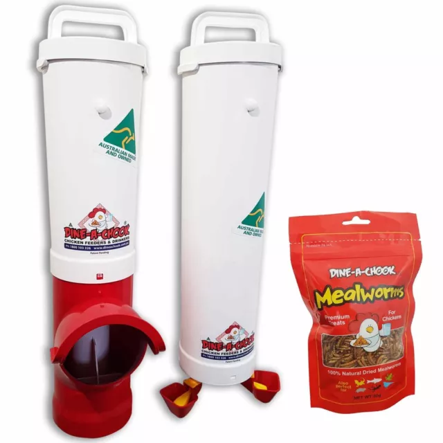 DINE-A-CHOOK Chicken Feeder & Drinker Set / Chook Waterer / Poultry Coop