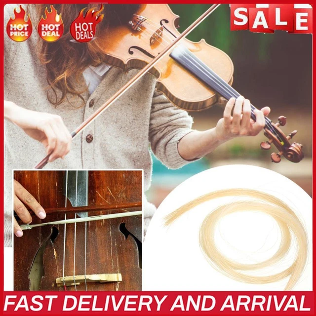 2 Hank Universal Yellow+White Stallion Horse Hair for Violin Bow Instrument Part
